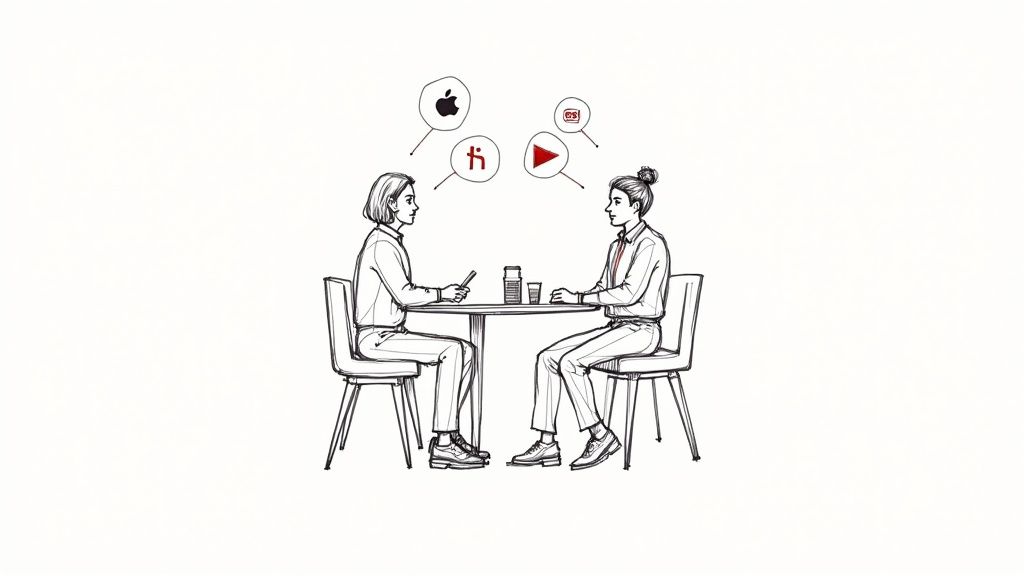 Two people having a friendly conversation